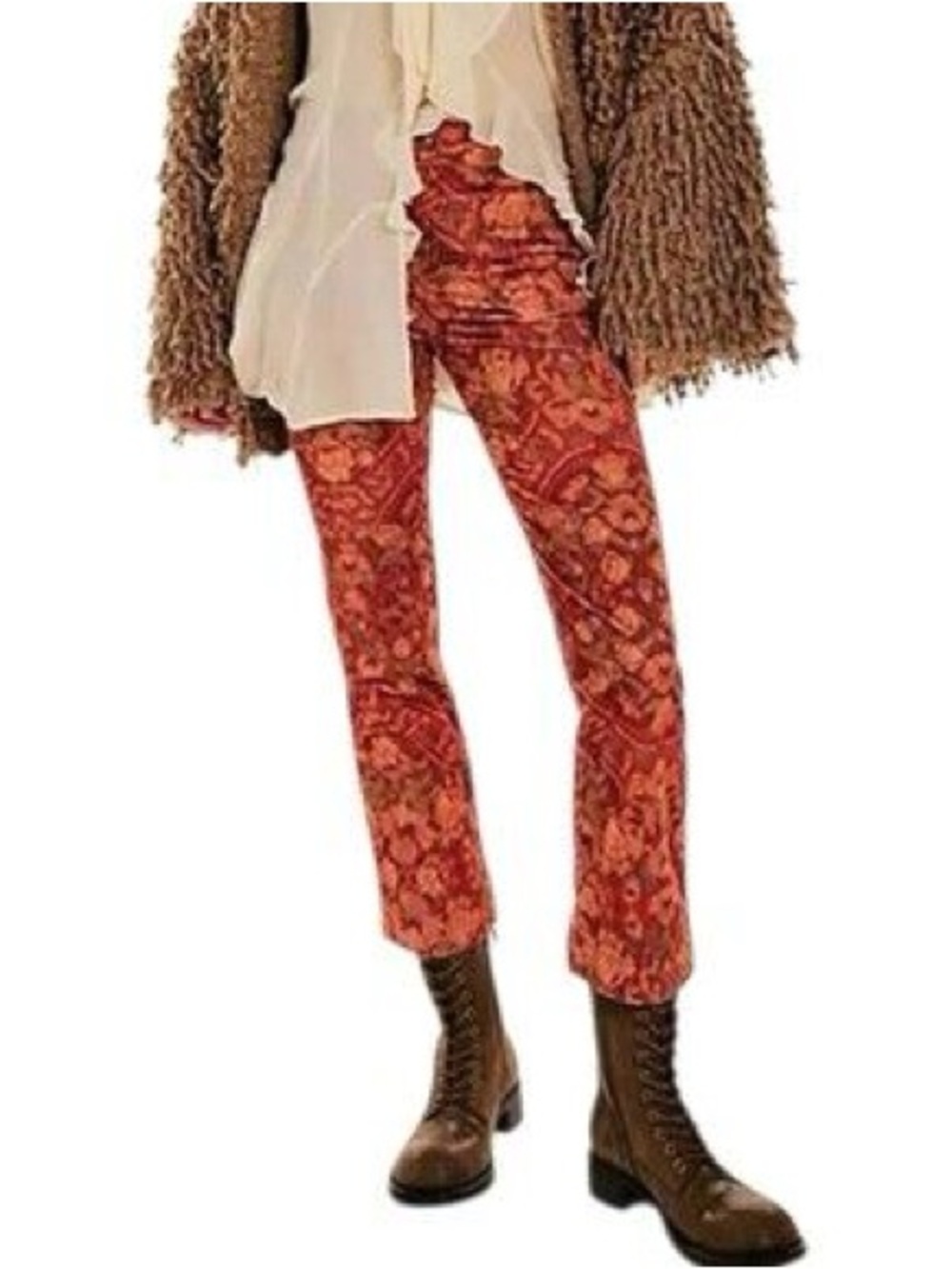 Free People Red Floral Boho pants